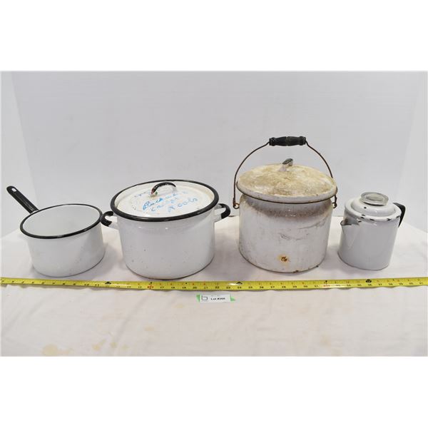 Black and White Enamel Pots