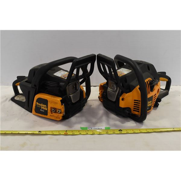 2 Poulan Pro 42cc Chainsaws – No Blades
