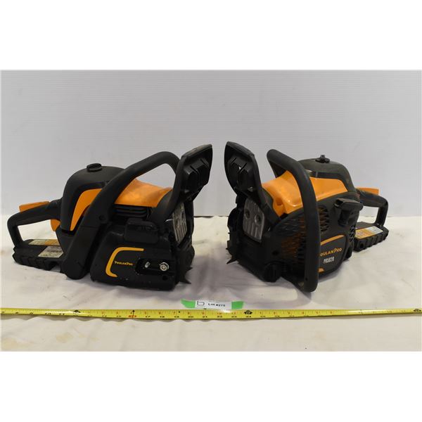 2 Poulan Pro PR5020 Chainsaws – No Blades