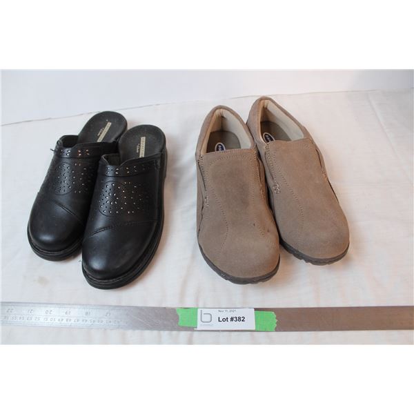 (2 X THE MONEY) Used Clark's & Doc Scholl's ladies shoes, size 9