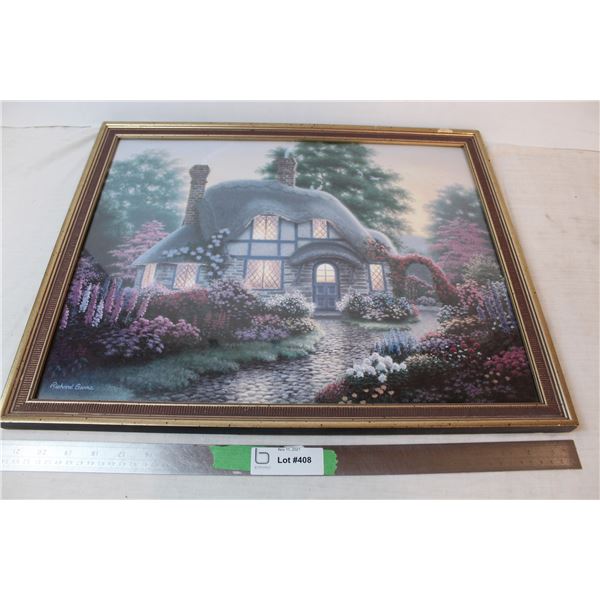 Framed Cottage painting by Richard Burns
