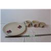 Image 1 : Pottery set: cream & sugar with dip & tray