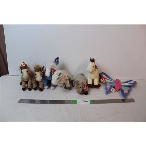 8” beanie babies, horses