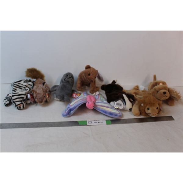 8” beanie babies; Bruno, Spunky,Bilzzard