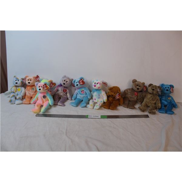 8” beanie baby bears; Kissme, Eggs II, Harry