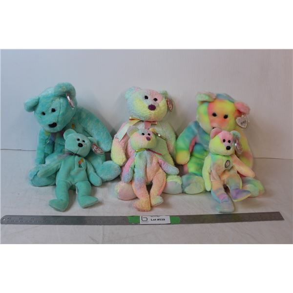 Beanie baby bears and Buddy matching sets; Birthday, Groovy, Ariel