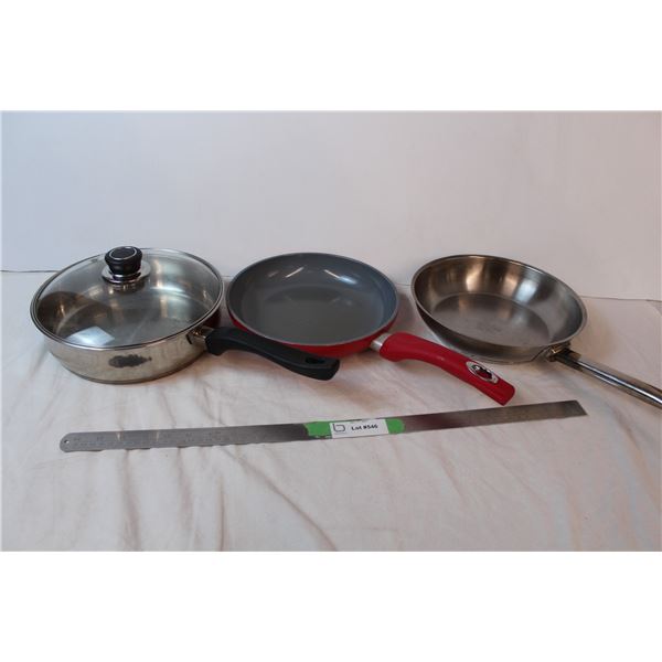 Three frying pans