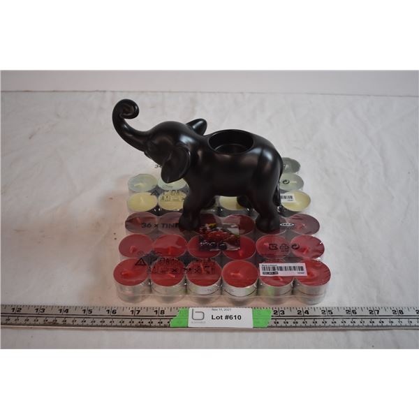 Partylite Elephant Tealight Holder With Tealights