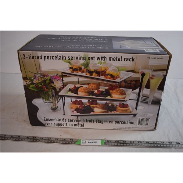 3-Tiered Porcelain Serving Tray -NIB