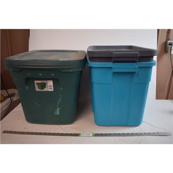 *(4) Plastic Bins (One Missing Lid)