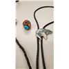 Image 2 : Turquoise Silver Bear Claw Navajo Ring Bolo Ties With