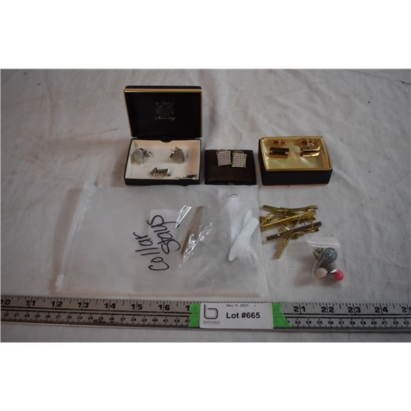 Cuff Link Sets, Collar Stays, and Tie Clips