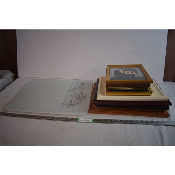 Large Glass Cutting Board and Various Picture Frames