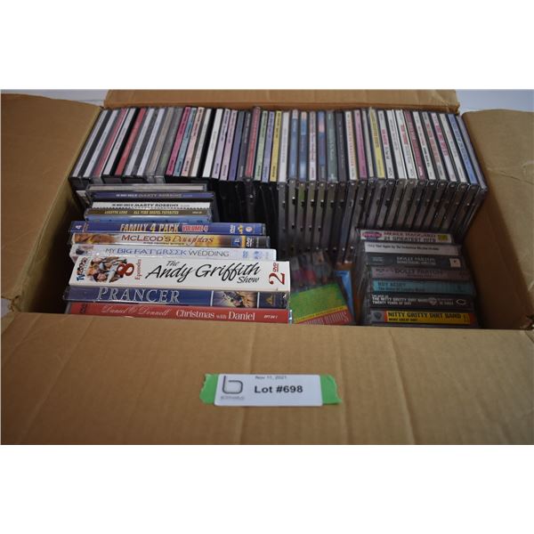 Cassettes, DVDs, and CDs