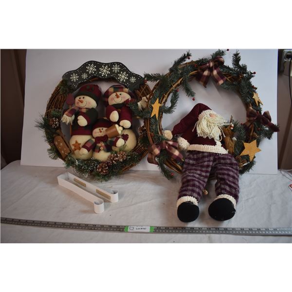 (2) Christmas Wreaths with metal hanger
