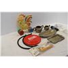 Image 2 : Misc. Lot w/ Silver Plates, Towel Holders, Chicken toy