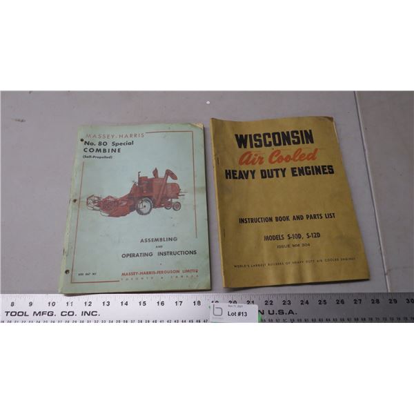 massey harris #80 combine manual + wisconsin engine parts catalog