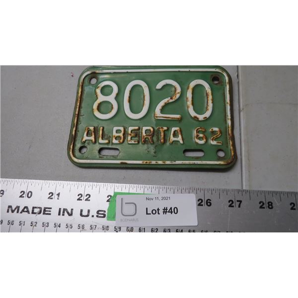 1962 alberta plate