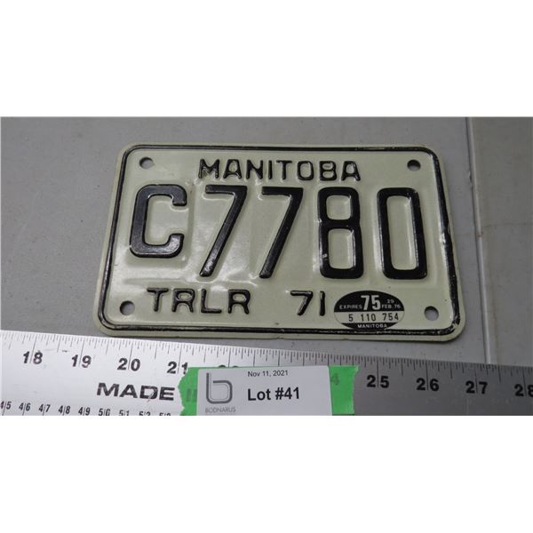 1971 trailer manitoba plate
