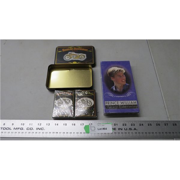 harley davidson playing cards, sealed prince williams VHS