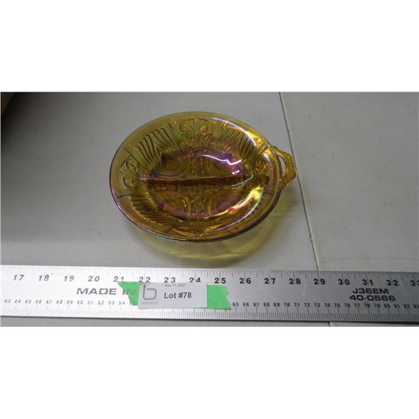 carnival glass dish - 7.5" diameter