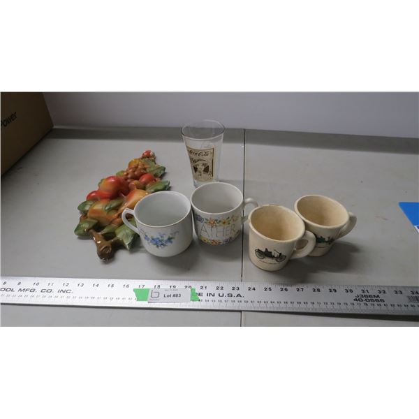 chalkware, coke glass, coffee cups