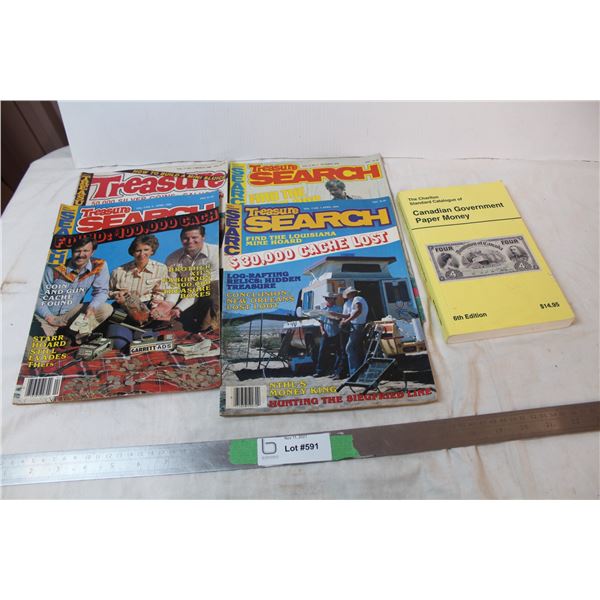 Vintage Treasure search magazines, Canadian money book