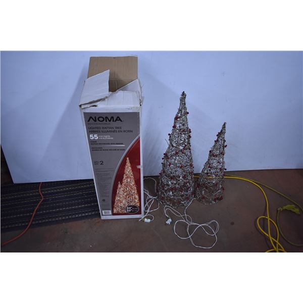 *(2) Lighted Rattan Trees - Both Working