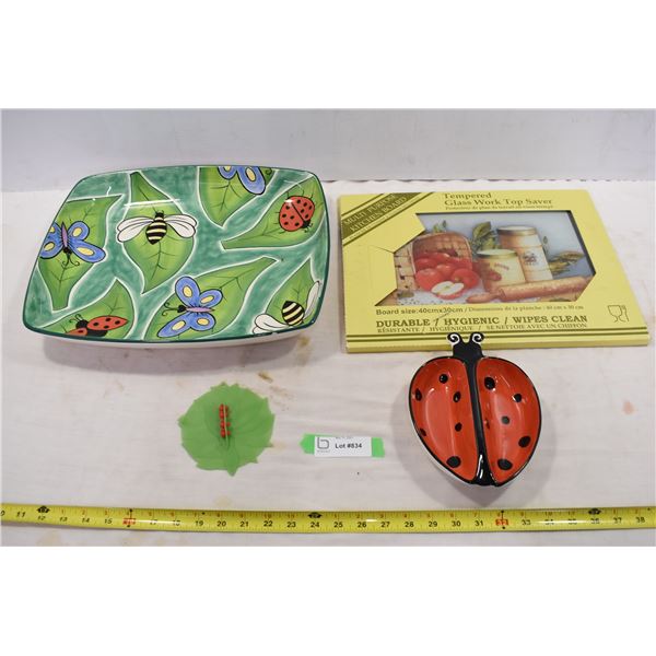 Stove Top Saver, Bug Tray & Lady Bug Dish
