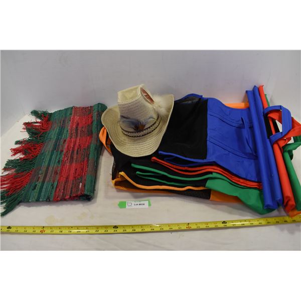 Shopping cart bags, coloured mat & cowboy weaved hat