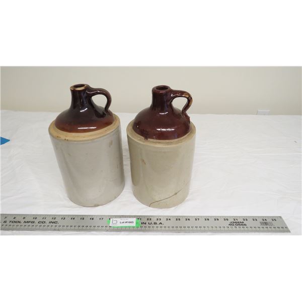 (2) Stoneware Jugs (have hairline cracks)