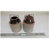 Image 3 : (2) Stoneware Pickle Crocks (missing 1 lid) has hairline crack