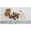Image 1 : vintage wooden chess pieces in wood box