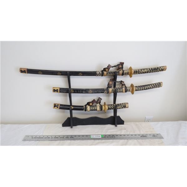Decorative Swords (3) with holder