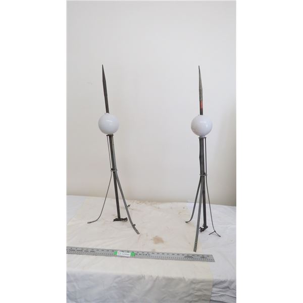 2X The Money - lightning rods with globes (missing spacers) 36"