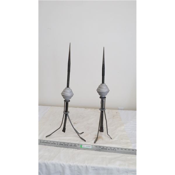 2X The Money - Lightning rods (27,27.5" tall) metal globes