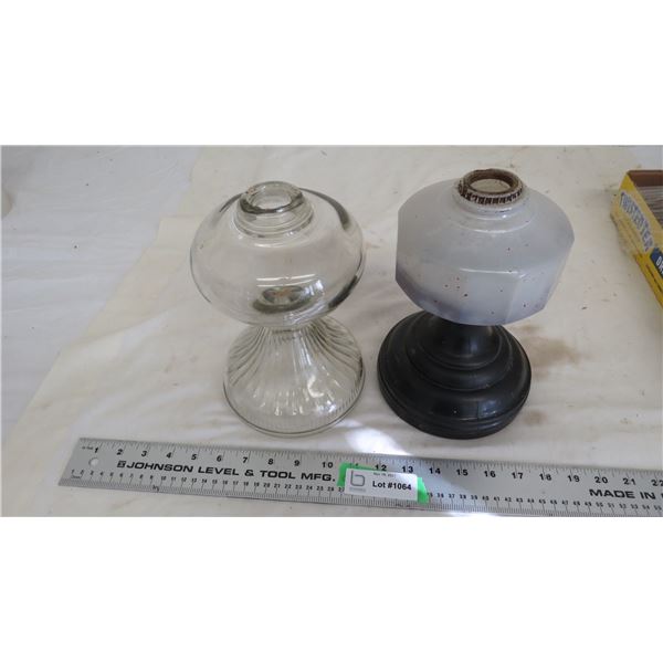 (2) vintage oil lamps - bottom part only