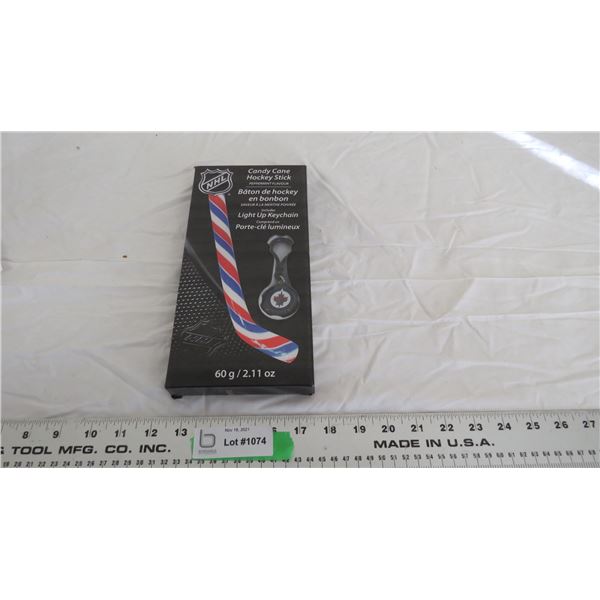 NHL candy cane hockey stick + light up keychain (new)
