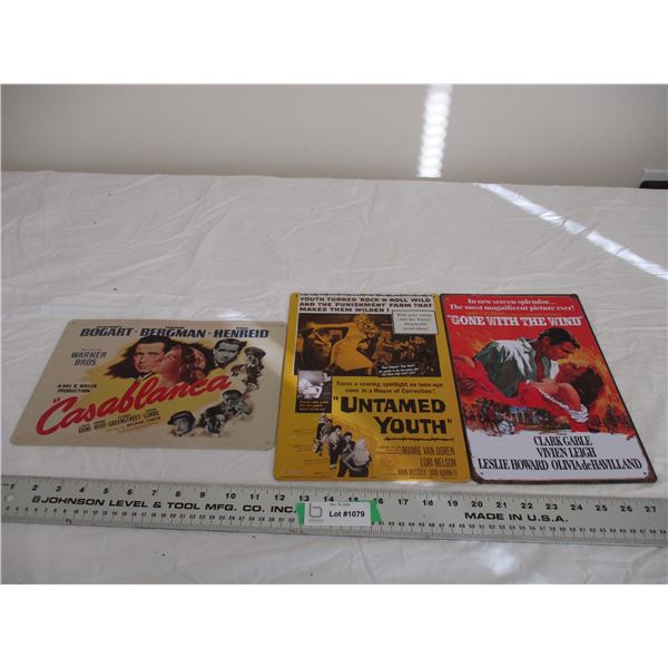(3) tin movie signs