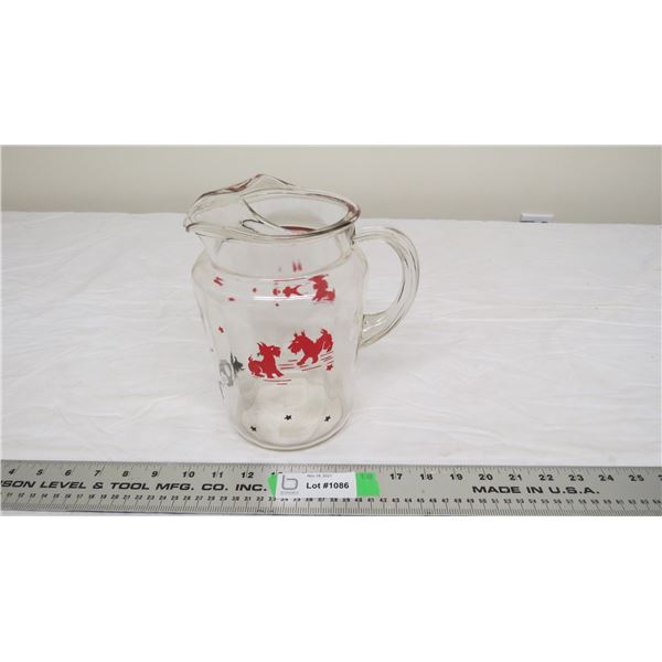 Vintage scotty dog glass pitcher (8.5" tall)