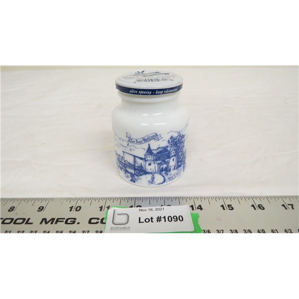 french's mustard milk glass jar + lid