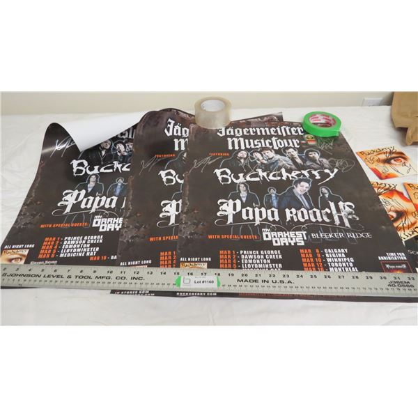 Buck Cherry Autographed items - stapled posters (3) and CD inserts