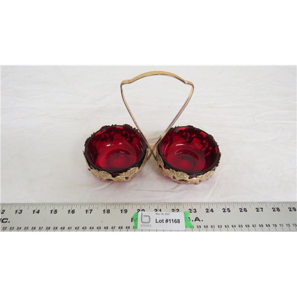 Red Glass Sugar Dish