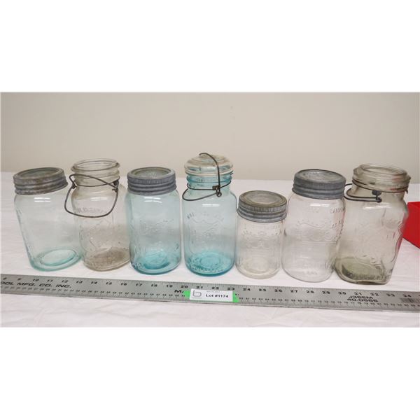 (7)( Vintage mason jars