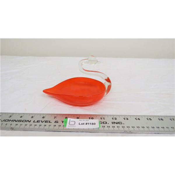 art glass bird ornament 7" long