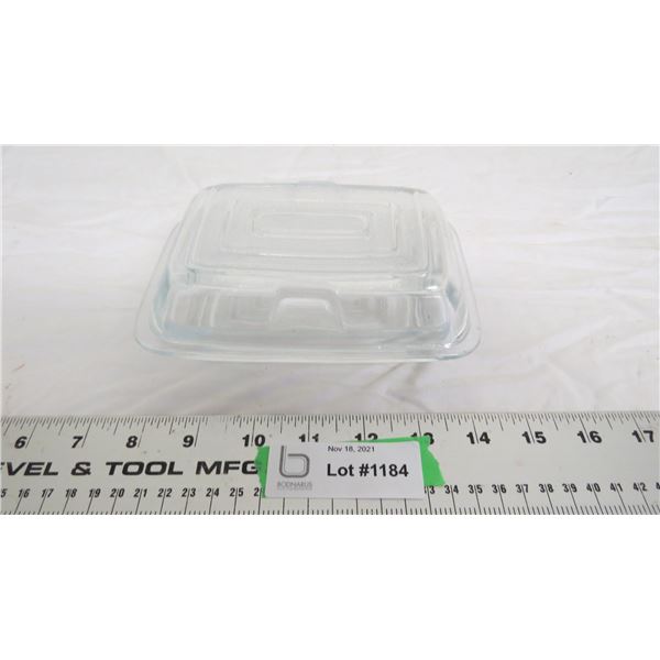 glass butter dish? 6.5" long