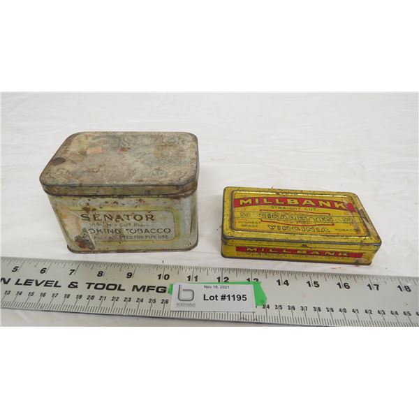 senator + milk bank tobacco tins