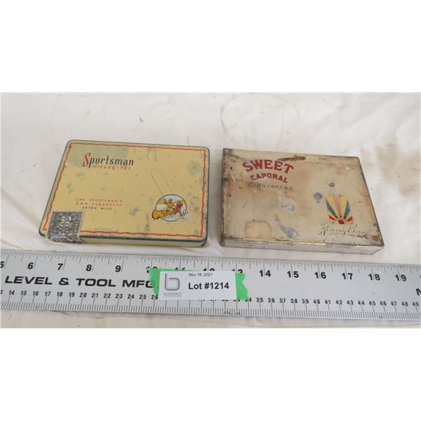 Sportsman + sweet caporal tobacco tins