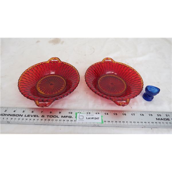 Glass bowls + wyeth covalt blue eye wash cup