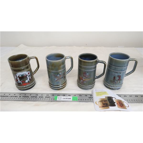 (4) beer steins, irish porcelain (given to employee for 100 years)